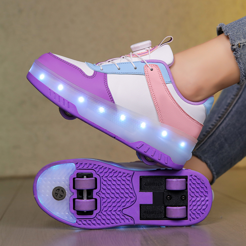 Outdoor Lighting Grid Screen - Kid Led Glowing Sneakers USB Charging