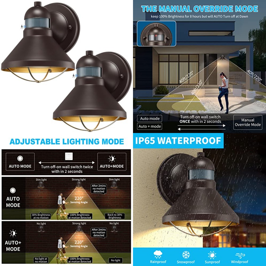 Outdoor Lighting Led - 2 Pack Motion Sensor Outdoor LED