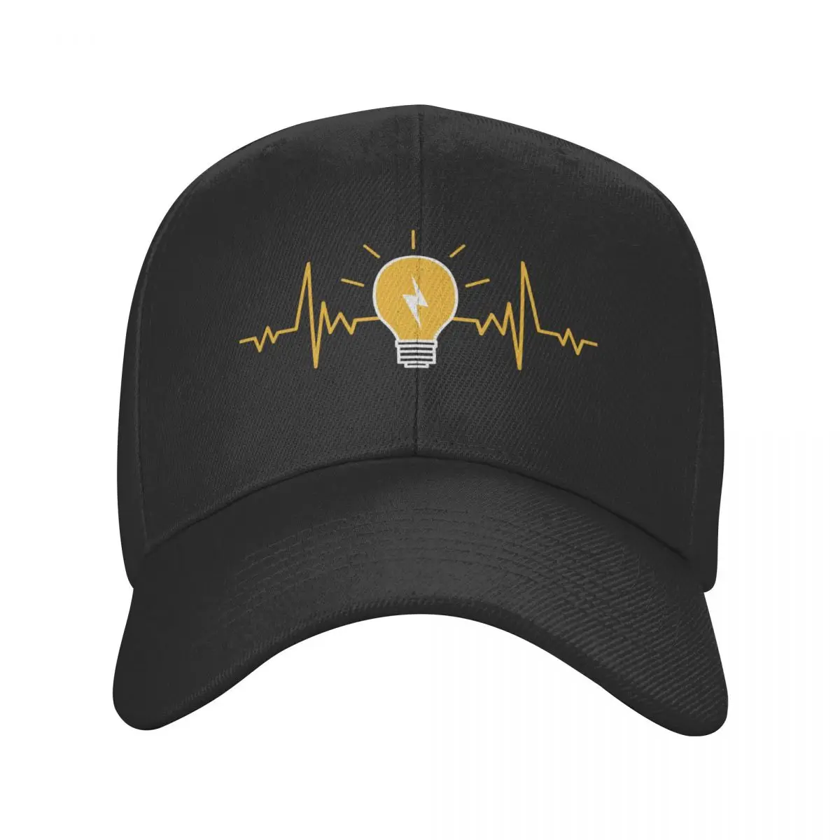 Outdoor Lighting Electrician - Electrician Heartbeat Light Bulb Baseball Cap