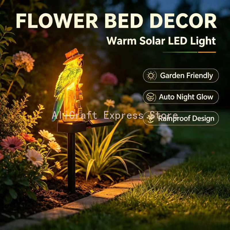 Wired Pathway Light - Parrot Solar Powered Garden Light Rainproof
