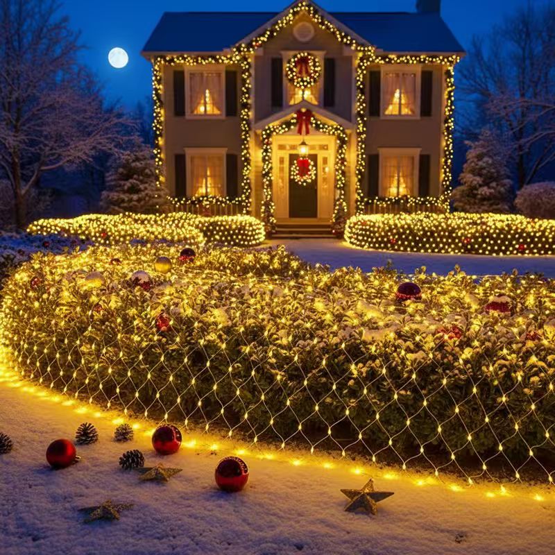 Outdoor Lighting Grid Screen - 3x2m Christmas Net Mesh Curtain Lights