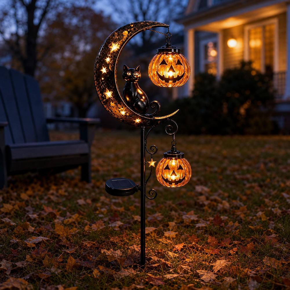 Halloween Black Cat Moon Groun - Outdoor Lighting Yard Stakes review and price