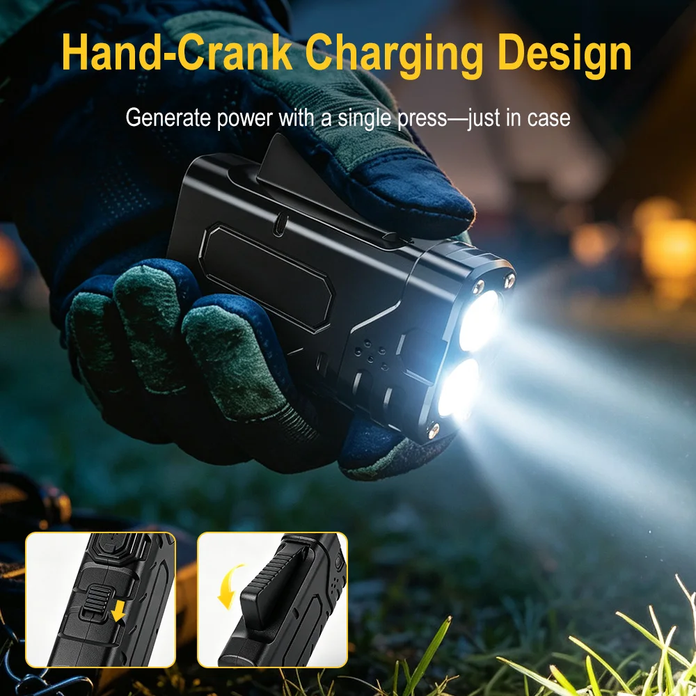 BORUIiT Hand Crank EDC LED Fla - Outdoor Lighting Guide review and price