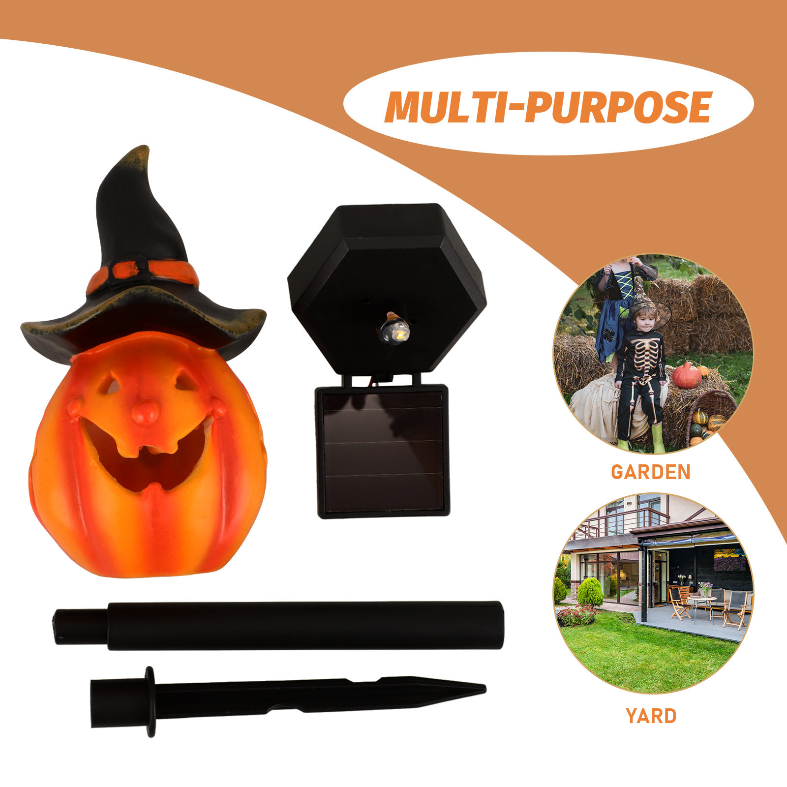 Halloween Pumpkin Solar Garden - Outdoor Lighting Yard Stakes review and price