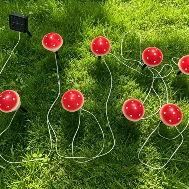 Solar Mushroom String Lights W - Outdoor Lighting Yard Stakes review and price