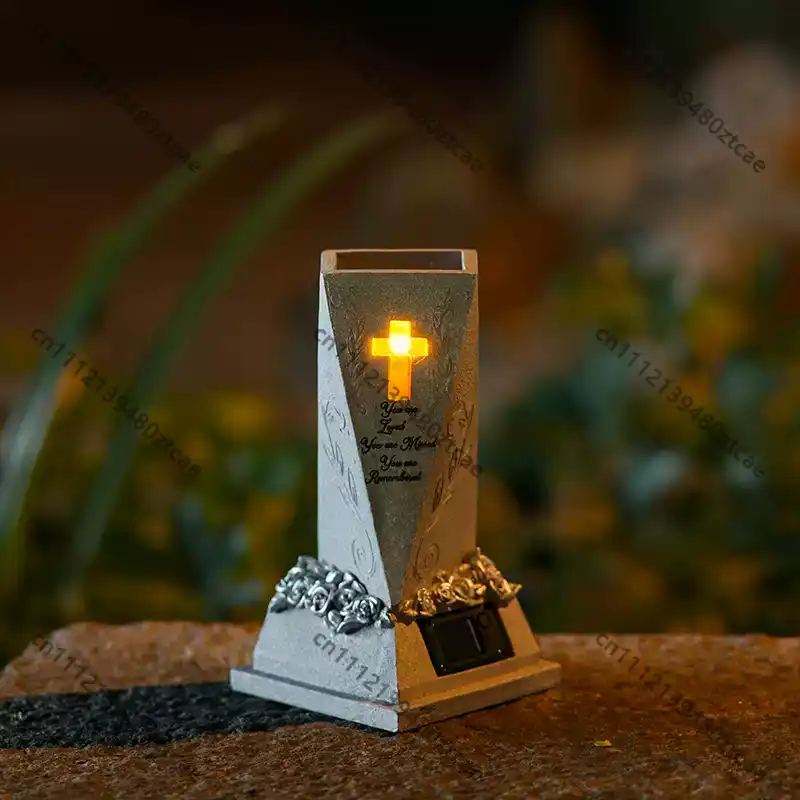 Solar Cross Angel Statue Tomb  - Outdoor Lighting Brass review and price